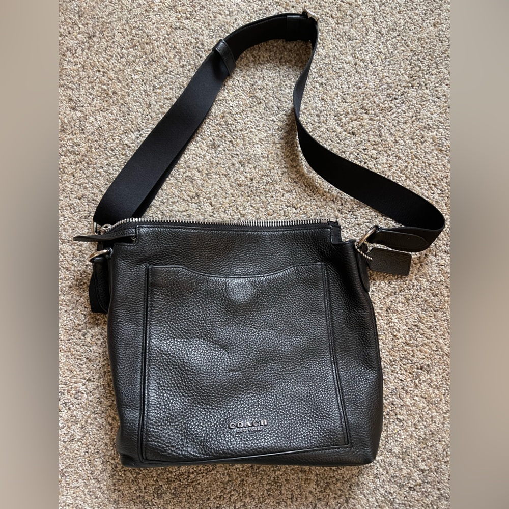 Coach Charles Leather Flight Bag – Black Pebbled Leather Crossbody